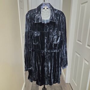 Coldwater Creek Rayon And Silk Blend Plus Size Navy Velvet Dress